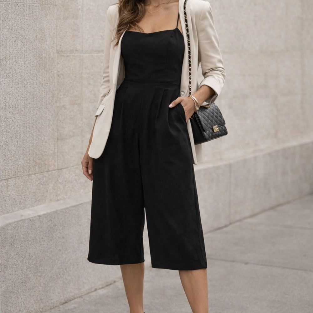 Old Navy Black Jumpsuit with Cream Blazer